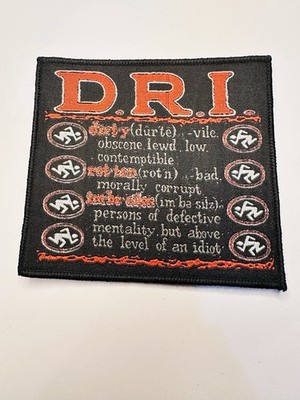 D.R.I., DEFINITION, BLACK BORDER, 4X4 INCHES, WOVEN PATCH