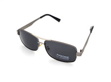 Polarized AUDI Rectangle Metal Aviator Sunglasses Gunmetal Smoke Lens AU16