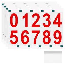 4 Sheets/40Pcs 4 Inch 0-9 Vinyl Reflective Mailbox Numbers for Outside Red
