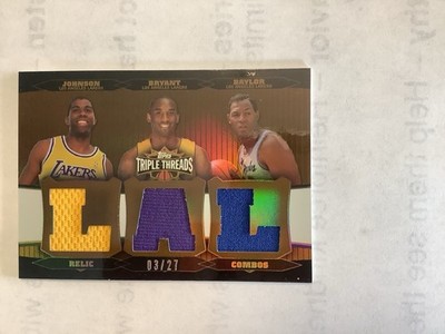 Kobe, Baylor, Magic 2007 Topps Triple Threads Sepia GU Jersey #3/27 Lakers
