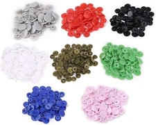 200 Sets  Long Prong Plastic Snaps, 8 Colors Size 20 T5 Glossy round Resin Plast