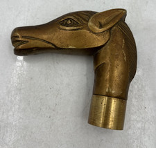 Vintage Brass Horse Head Cane Walking Stick Handle 5" Figural Equestrian Decor