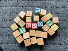 29 vintage wood playing alphabet abc blocks .