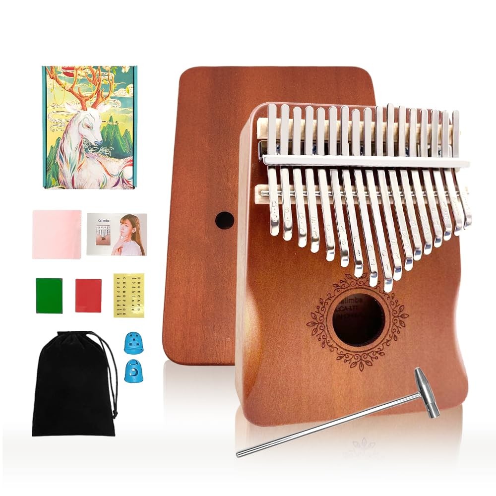 17 Key Kalimba Thumb Piano - Portable Mbira Finger Piano for Adults & Beginne...