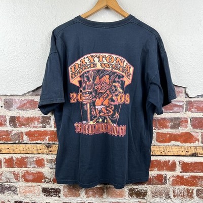 Vintage Daytona Beach Bike Week Shirt Mens XL Devil Biker Motorcycle Distressed