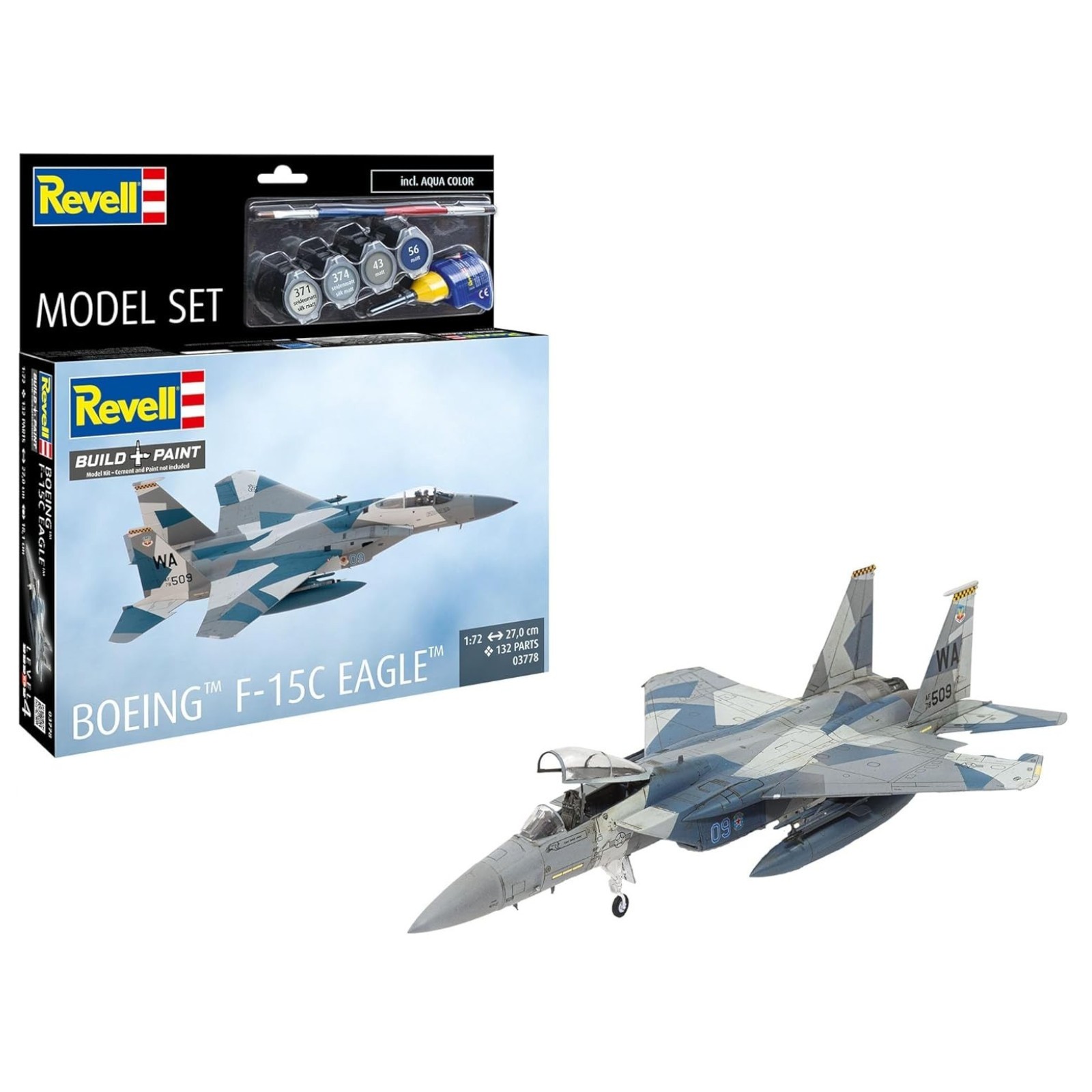 Revell Boeing F-15C Eagle Fighter Jet Aircraft Plane Model Set Kit 63778