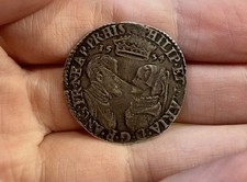 1554 Philip and Mary Hammered Silver Shilling Coin