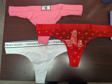 Victoria's Secret Panty Lot Of 3 Misc Thong Vermillion White Pink L NWT
