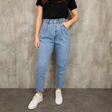 Vintage 80s Bill Blass Pleated Tapered Mom Jeans High Waist Light Wash Hong Kong