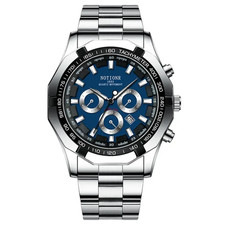 Luxury Men's Stainless Steel Waterproof Quartz Sport Watch with Calendar