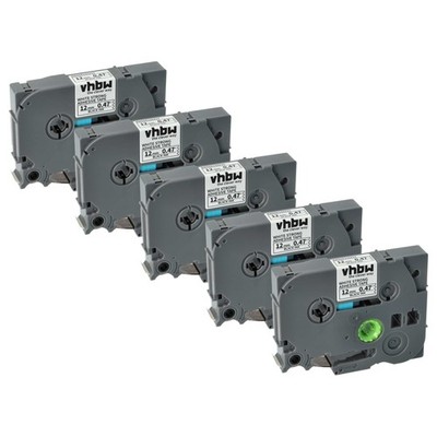 5x Schriftband für Brother PT P750TDI P700 P750 P750W Schwarz/Weiß Stark 12mm 8m