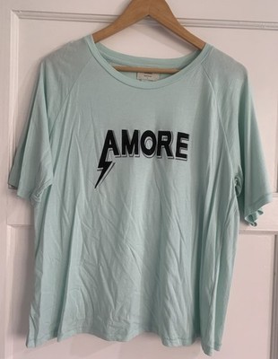 Hush Women s Cotton Blend Lightweight Pale Green Amore T Shirt Tee Size Large