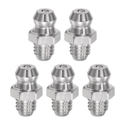 5Set, 201 Stainless Steel Straight Hydraulic Grease Fitting M6 x 1mm Thread