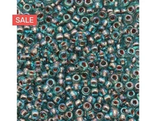 TOHO 11/0 Round Seed Bead 24K Gold-Lined Rainbow Aqua, 2.5-Inch Tube