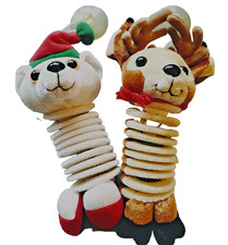 VTG Christmas Slinky Pets Toys Dolls Hanging Ornament Polar Bear  Reindeer 1999