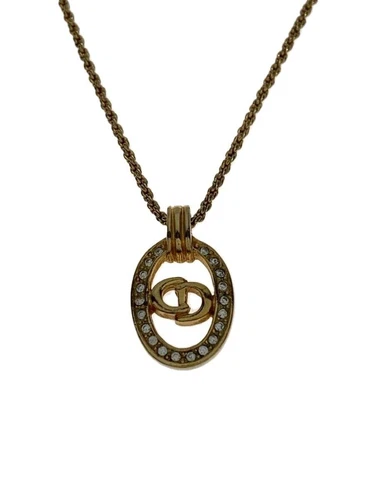 Top Christian Dior donna Chr.Dior inciso logo CD con pietre oro