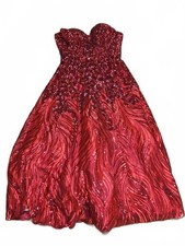 Royal Queen Collection | Strapless Red Sequin Evening Gown | 10
