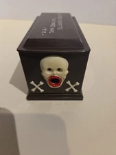 Vintage Coffin RED MOUTH Cigarette Dispenser "One More Cigarette One More Nail" 