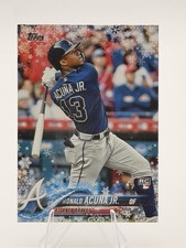 2018 Topps Holiday Ronald Acuna Jr. MEGA ROOKIE CARD  RC #HMW50 Braves Bat Down. rookie card picture