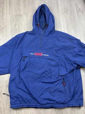 1990s Helly Hansen vintage blue anorak pullover jacket Men s Large Lined Hooded