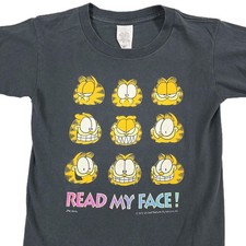 Vintage Garfield Shirt Kids Small Black Jim Davis 1978 Read My Face Made In USA