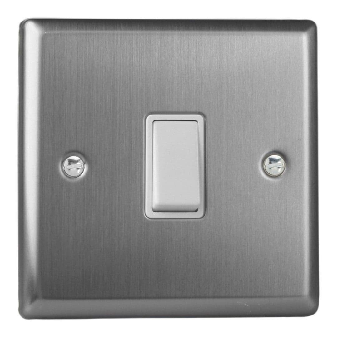Varilight XTBR1W Classic Brushed Steel 1 Gang 10A Retractive Switch