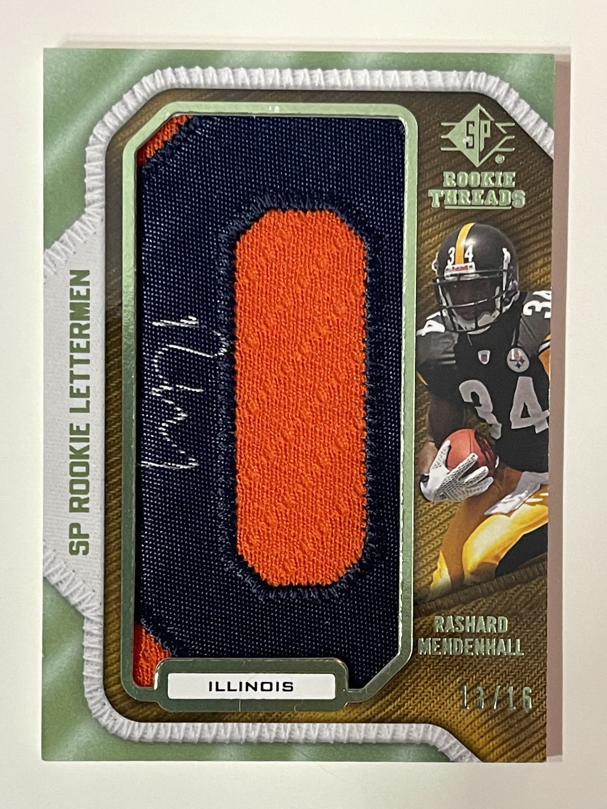 Rashard Mendenhall SP Rookie Threads Rookie Letterman College Nickname Autographs #RM42 Base