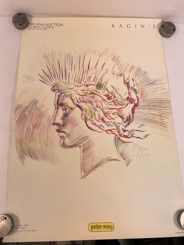 Vintage Peter Max "Liberty Lady" Kagin's Ana Auction Poster (#8)