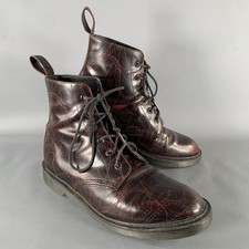 DOC MARTENS Pointure 12 Bordeaux Bottes En Cuir Motif Abstrait