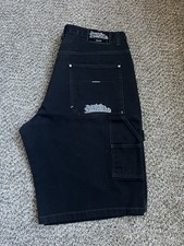 Southpole Carpenter Shorts Mens 42 Black Baggy Y2K Skate Hip Hop Denim
