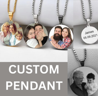 Personalisierter Foto-, Namensanhänger - individuelle Edelstahlkette Geburtstagsgeschenk