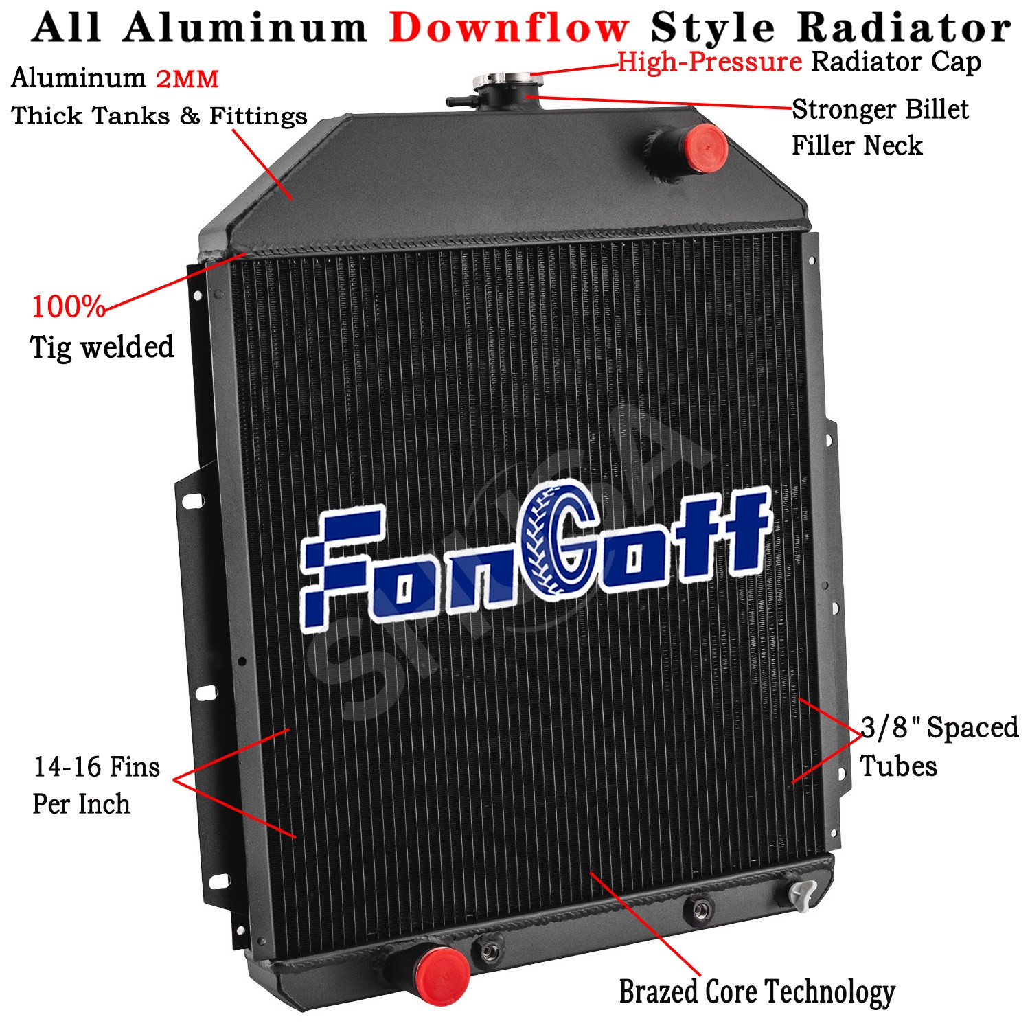 Aluminum 3 Row Radiator For Ford F1 F2 F3 F4 Pickup Ford Engines 1942-1952