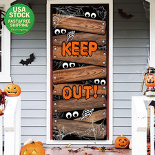 Halloween Door Cover 71X30 Inch Fabric Skeleton Porch Decoration Party Decor