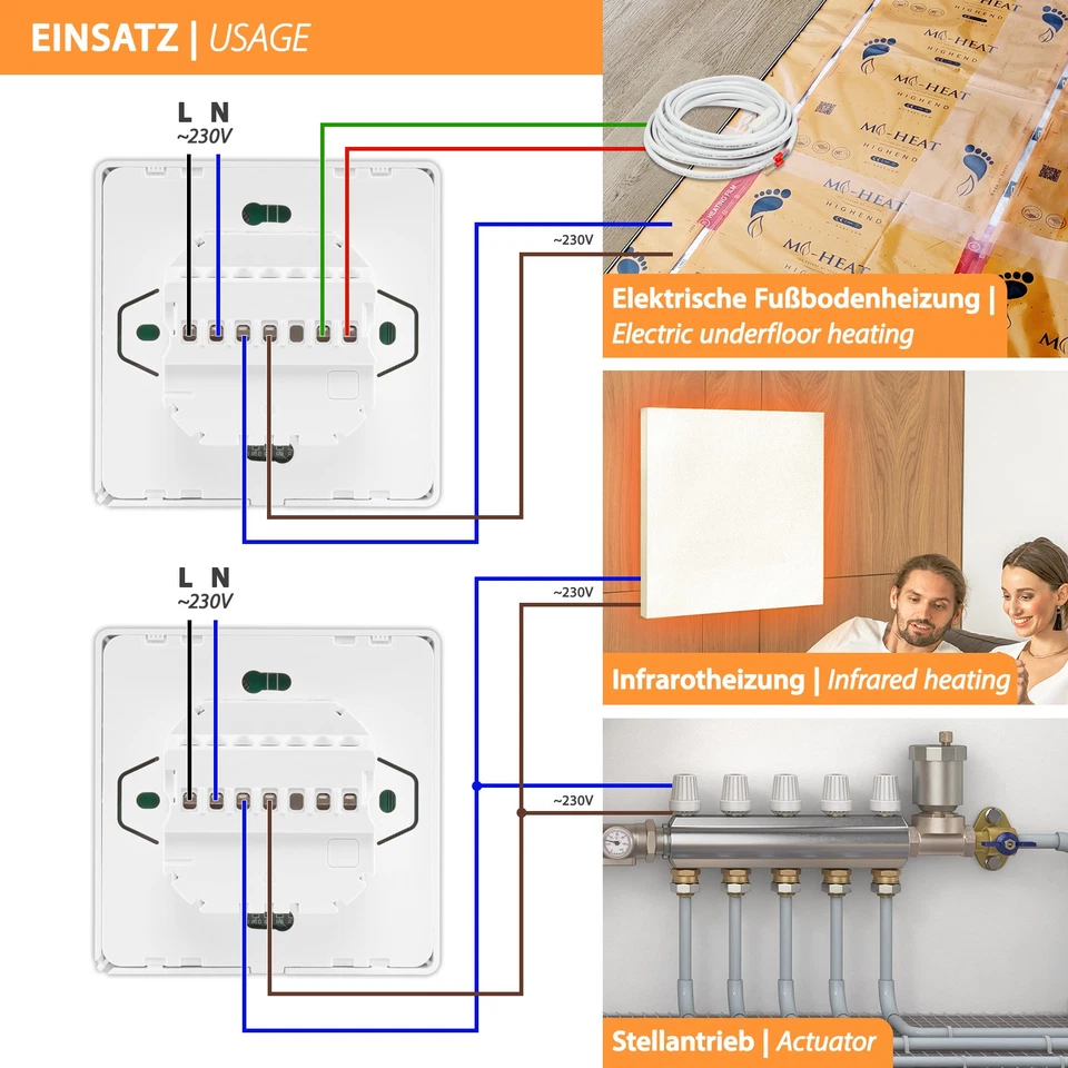 Thermostat Raumthermostat Heizungssteuerung WiFi Smart Fußbodenheizung Bluetooth - Bild 4 von 4