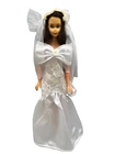 BK~ LOT #5 DRESSED BARBIE DOLL TLC VINTAGE BRUNETTE IN WEDDING DRESS