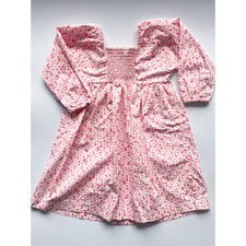 Girls Tea Collection Coral and White Floral Cotton Dress Size 4T