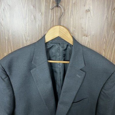 Chaps Blazer Jacket Mens 46R Brown Solid Polyester Rayon Two Buttons