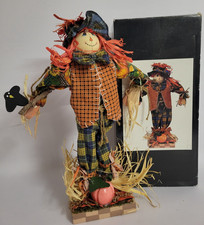 18 inch Scarecrow Figurine on Stand Fall or Thanksgiving Decoration Bat Pumpkin