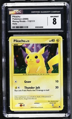 CGC 8 Pikachu 112/111 Rising Rivals Holo Pokemon Card