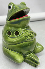Vintage Stoned Frog Toothbrush Holder Yoga Lotus Cobblers Pose Buddha Style 1974