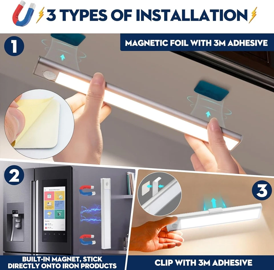 LED Unterbauleuchte mit Bewegungsmelder USB Schrank Küche Wiederaufladbare Akku - Bild 2 von 4