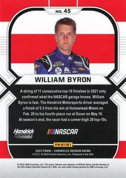 William Byron 2022 Chronicles Racing Obsidian #45 - - Image 2 of 2