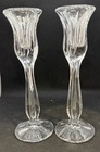 Set of 2 Gorham Lead Clear Crystal Tulip Candlesticks Candle Holder 7" Tall — photo 1