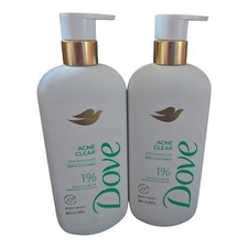 2X DOVE ACNE CLEAR BODY WASH, BIRCH CUCUMBER SCENT 18.5 oz Set Of Two New