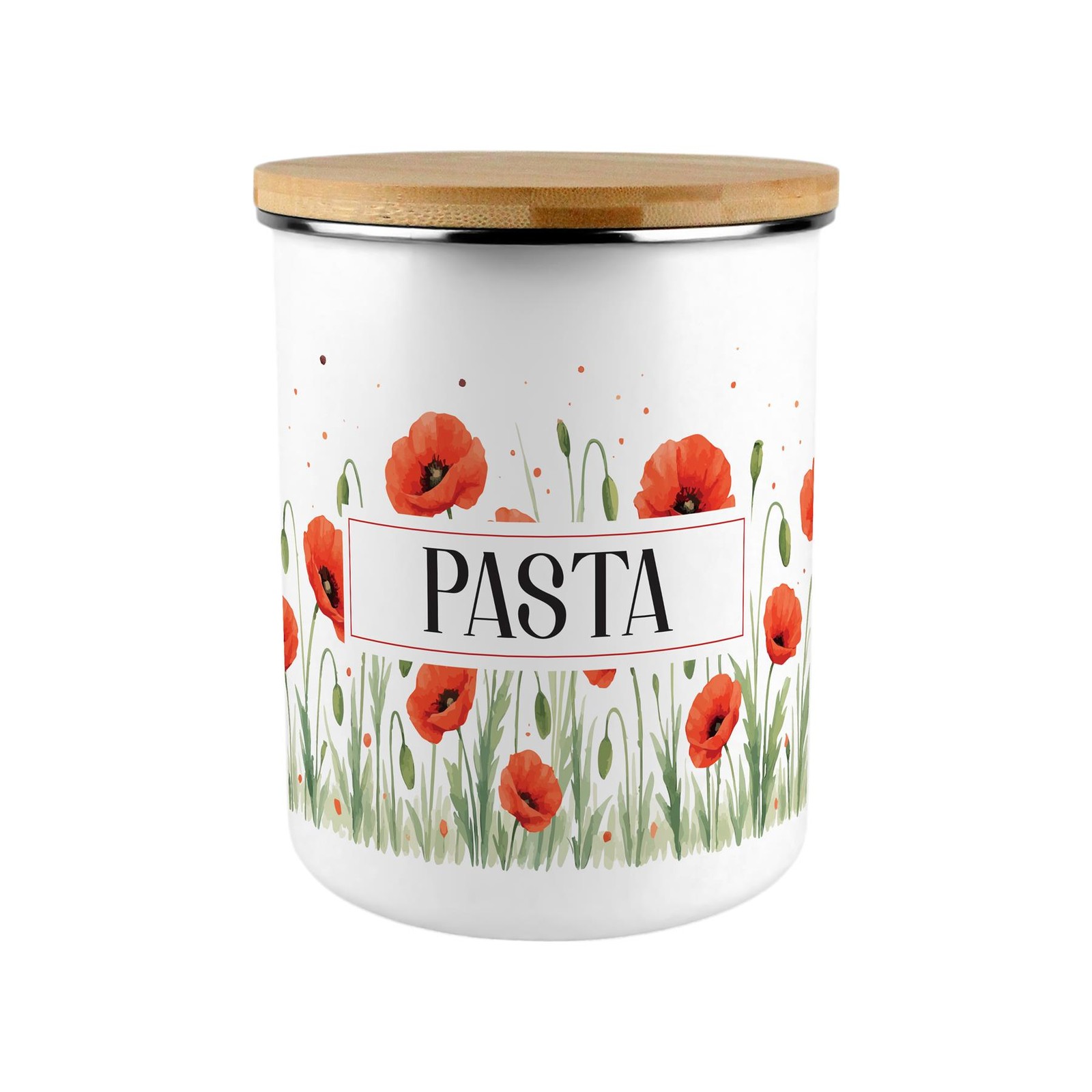 Large Floral Pasta Canister - Poppies Print Homeware Gift