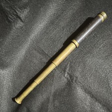 Victorian 3-Draw Brass Leather Maritime Spyglass Telescope Vintage Handheld