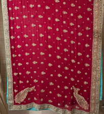 Indian Heavy Wedding Dupatta Scarf Sequins Beaded Georgette Veil Stole