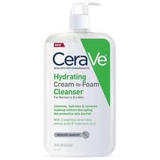 Hydrating Cream to Foam Cleanser, Makeup Remover Face Wash for Dry Skin, Foaming