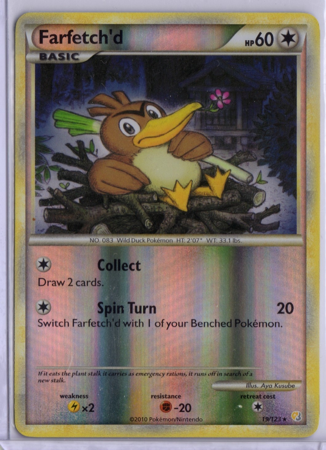 Pokemon TCG Farfetch'd 19/123 HeartGold SoulSilver HS Reverse Holo Rare