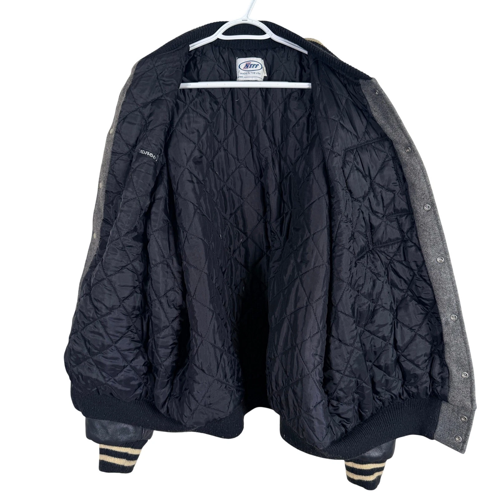Vintage Neff Varsity Letterman Jacket Mens 3XL Leather Wool Chenille Bruins read - product detail image 4